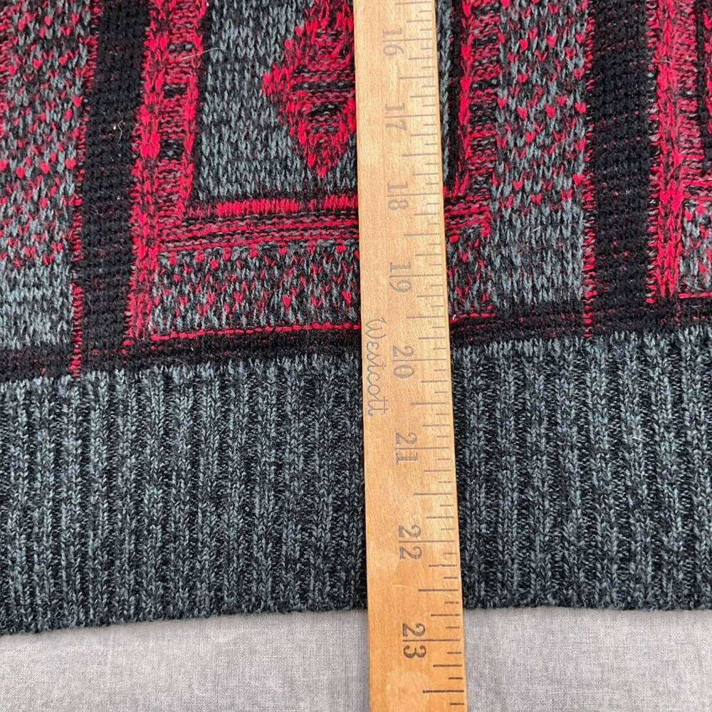 Todays News Sweater Men Large 42 Red Gray Black‎ Diamond Acrylic 80s 90s VTG - Picture 9 of 11